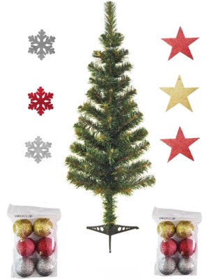 Empressco Yeşil 120 cm 24 Parça Yılbaşı Çam Ağacı Seti, Şık ve Sevimli Dekorasyon Için.