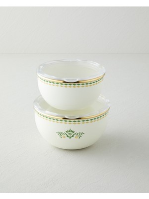 English Home Botanic Garden Emaye 2'li Saklama Kabı 0,75 x 1,20 L Yeşil