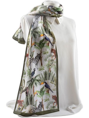 Vissona I82 %100 Ipek Safari Desenli Kadın Fular