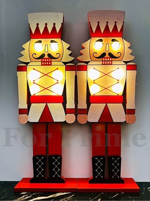 Empressco Iki Parçalı Ahşap LED Işıklı Fındıkkıran ve Kurşun Asker Yılbaşı Dekor Panel