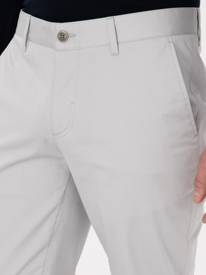 Cacharel Erkek Açık Gri Slim Fit Pamuk Karışımlı Kanvas Pantolon 50298899-VR001
