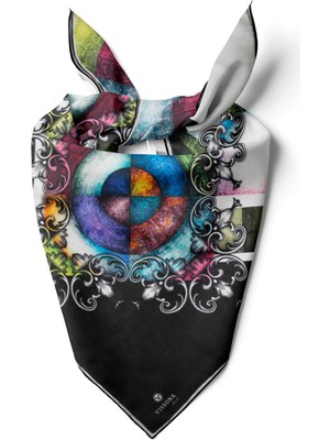 Vissona %100 Ipek Kadın Desenli Bandana 80X80