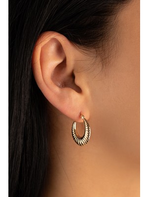 Yavuz Kuyumculuk Altın Deniz Kabuğu Damla Halka Küpe Orta