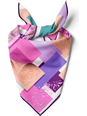 Vissona %100 Ipek Kadın Desenli Bandana 80X80