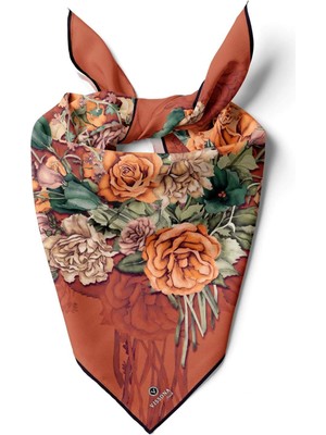 Vissona %100 Ipek Kadın Desenli Bandana 80X80