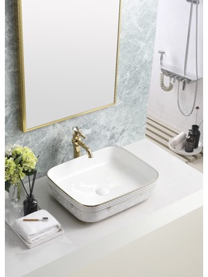 Harmeh Beyaz Gold Lüx Lavabo Süper Hijyenik
