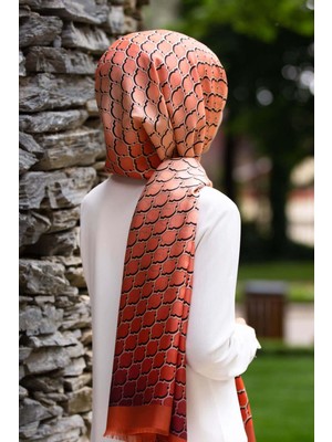 Vissona %100 Ipek Petek Desenli Taba - Somon Renkli 92X210 Şal