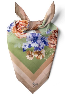 Vissona %100 Ipek Kadın Desenli Bandana 80X80