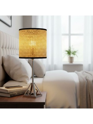 Uretti - Ahmet 9651 7273 Luxe Hazeran Rattan Abajurlu Metal Ayaklı Masa Lambası