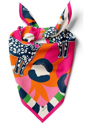 Vissona Saten Ipek Kaplan Desenli Kadın Bandana