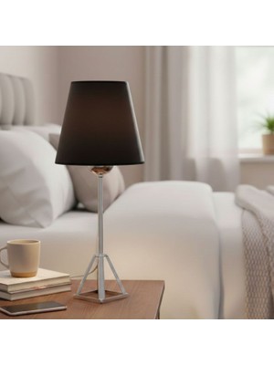 Uretti - Ahmet 9651 3061 Zümrüt Luna Noir Metal Ayaklı Siyah Abajurlu Masa Lambası