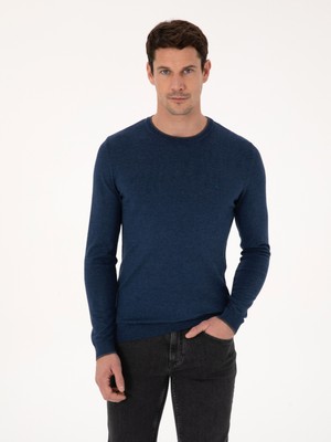 Cacharel İndigo Slim Fit Bisiklet Yaka Triko Pamuk Karışımlı Kazak 50318676 VR028
