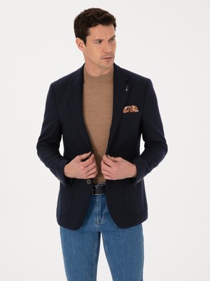 Cacharel Erkek Lacivert Slim Fit Yün Karışımlı Spor Ceket 50270156-VR033