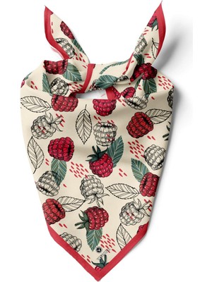 Vissona %100 Ipek Frambuaz Desenli Kadın Bandana