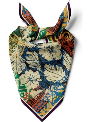 Vissona Yaprak Desenli Ipek Bandana