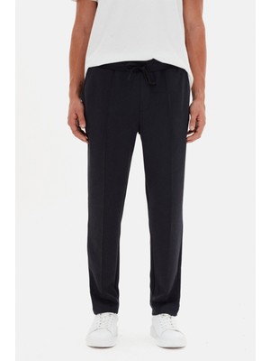 D'S Damat Ds Damat Regular Fit Siyah Düz Eşofman Alt