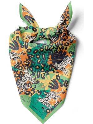 Vissona Saten Ipek Leopar Desenli Kadın Bandana