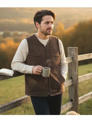 AbbasShop El Yapımı Erkek Orijinal Keçe Yün Yelek Kışlık Yelek - Köklerden Gelen Sıcaklık