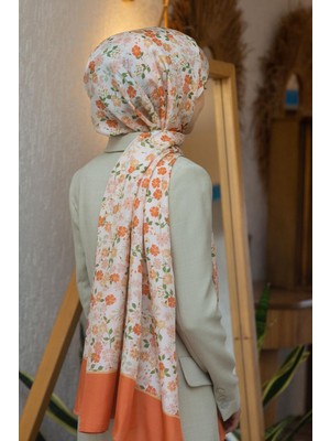 Vissona %100 Ipek Çıtır Çiçek Desenli Taba Renkli 92X210 Şal