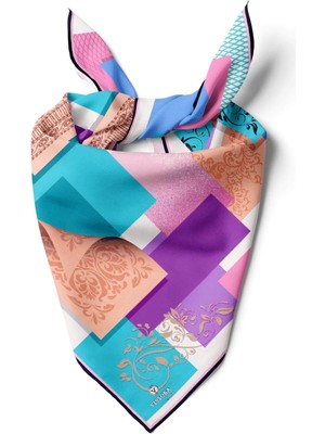 Vissona %100 Ipek Kadın Desenli Bandana 80X80