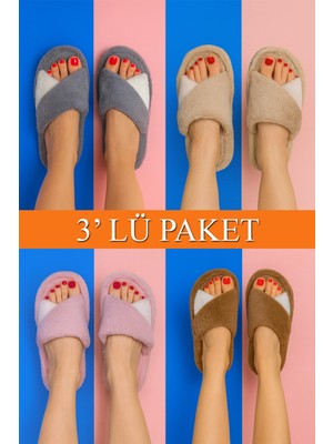 ModaFrato 3'lü Paket Softıe Kapalı Kadın Terlik Ev Terliği