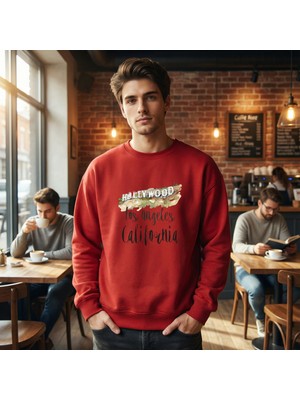 Hena Hollywood Oversize Sweatshirt – Los Angeles Ruhunu Hisset! Kırmızı