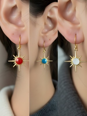 NKT Collection Beyaz Kutup Yıldızı Mavi Kutup Yıldızı Kırmızı Kutup Yıldızı Sembol Figürlü 3’lü Kadın Küpe Set