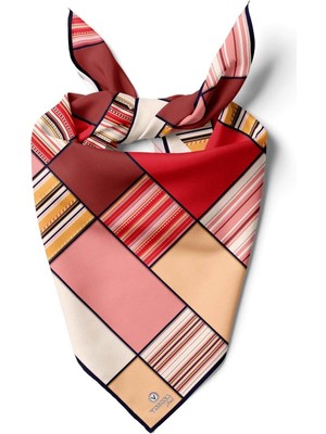 Vissona %100 Ipek Kadın Geometrik Desenli Bandana 80X80