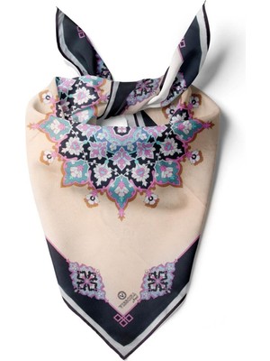 Vissona %100 Ipek Kadın Desenli Bandana 80X80