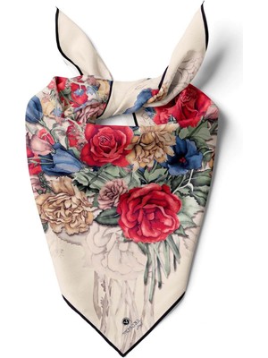 Vissona %100 Ipek Kadın Desenli Bandana 80X80