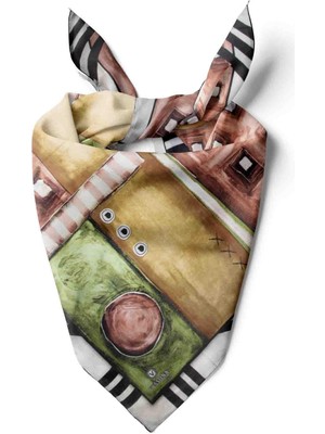 Vissona %100 Ipek Kadın Desenli Bandana 80X80