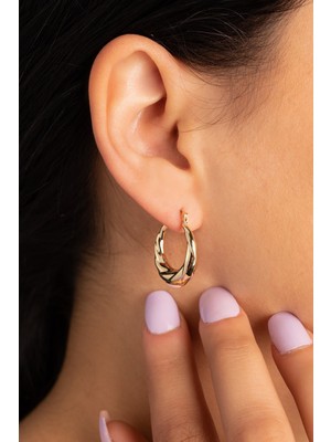 Yavuz Kuyumculuk Altın Burgu Kesim Halka Küpe Orta