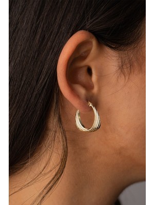 Yavuz Kuyumculuk Kadın Altın Deniz Kabuğu Simetri Halka Küpe