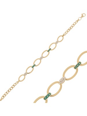 Hakan Mücevherat Renkli Taşlı Tasarım 14 Ayar Altın Bileklik