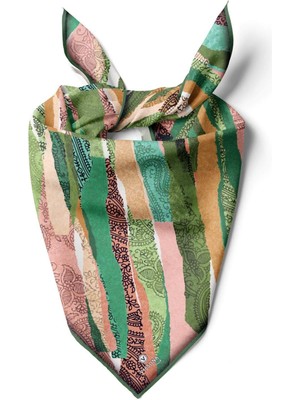 Vissona %100 Ipek Kadın Desenli Bandana 80X80