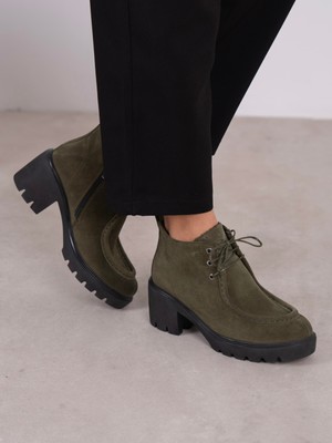 Ece'nin Butiği Arwen Haki Süet Hakiki Deri Kadın Bot