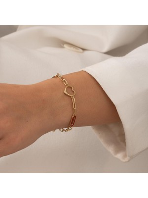 Hakan Mücevherat Kalp Model 14 Ayar Altın Bileklik