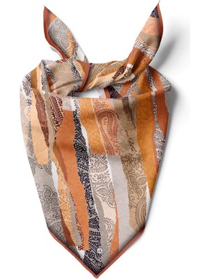 Vissona %100 Ipek Kadın Desenli Bandana 80X80