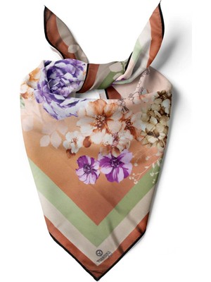 Vissona %100 Ipek Kadın Desenli Bandana 80X80