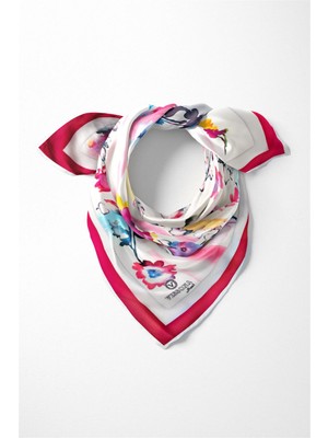 Vissona %100 Ipek Kadın Desenli Bandana 80X80
