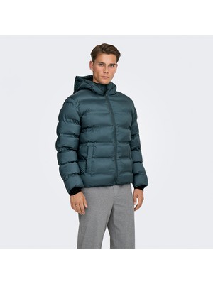 Only & Sons Only&Sons Union Seamless Life Puffer Erkek Yeşil Kapüşonlu Mont