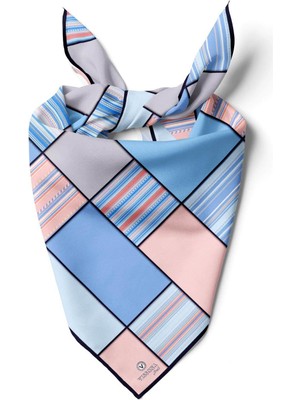 Vissona %100 Ipek Kadın Geometrik Desenli Bandana 80X80