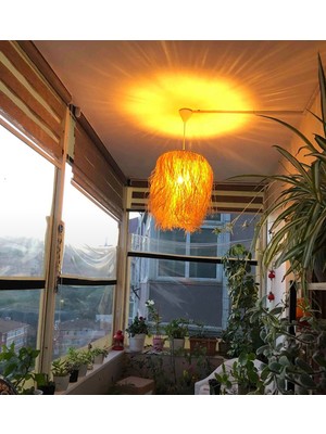 Hasır Rafya Avize Saçaklı Bohem Avize