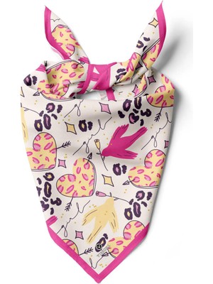 Vissona Saten Ipek Kalp Desenli Kadın Bandana