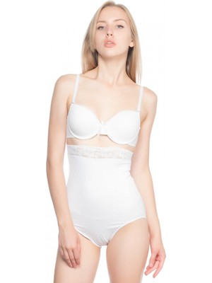 Marsilyan Beyaz Mı Emay 2028 Dantelli Yüksek Bel Slip Korse