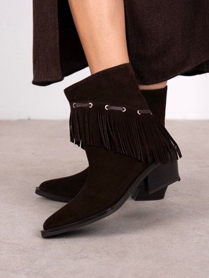 Ece'nin Butiği Puchi Kahve Süet Hakiki Deri Kadın Bot