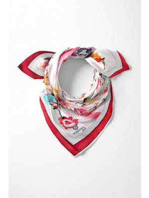 Vissona %100 Ipek Kadın Desenli Bandana 80X80