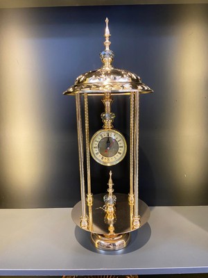 Madam Concept Büyük Boy Gold Kristal Detaylı Masa & Konsol Saati – Metal Kaplama, 70 cm | Hilal Amblemli ve Düz Model Seçenekleri