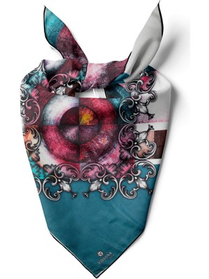 Vissona %100 Ipek Kadın Desenli Bandana 80X80