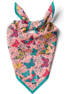 Vissona %100 Ipek Kelebek Desenli Kadın Bandana